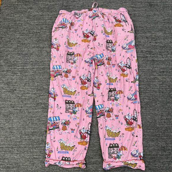 Anthropologie Print Fresh Pajamas Women 1X Pink Parisian Poodle Dog Flower Vespa - Picture 5 of 15